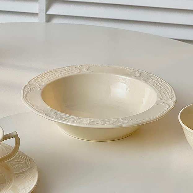 zastawa stołowa Zastawa stołowa w kolorze kremowym Ceramiczny talerz na makaron Okrągła miska na makaron Domowy talerz zupy Restauracja Kawiarnia Talerz sałatkowy Prosty talerz deserowy Jednolity kolo