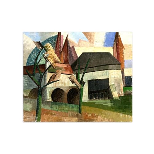 Auguste Herbin Tableau Impression sur Toile Moulin Décoration Salon 95x80cm