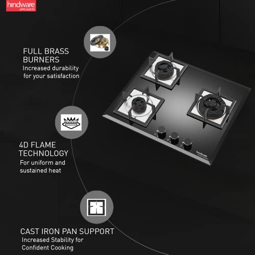 Hindware Smart Appliances KA Hob Aster | 4D Flame Technology | Auto Ignition | Metallic Knobs | Matte Finish Drip Tray | Cast Iron Pan Support |... - Image 5