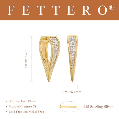 FETTERO Hoop Earrings for Women, 14K Gold Plated Lightweight Huggie Leaf Snake Bar Gold Hoops, Hypoallergenic Gold Earrings for Women Ear Piercing Jewelry