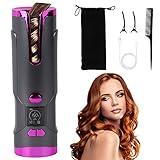 Exsivemy Rizador de Pelo Automático Inalámbrico,Carga USB Rizador Pelo Automático,Rizador Portátil con 6 Temperaturas Ajustables, Rizador Giratorio Automático para cabello largo y corto de 20-40 cm