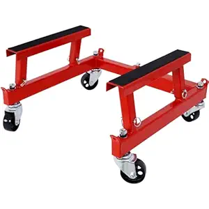 Motorcycle Engine Cradle Dolly with 4 Swivel Casters 1500 Lbs Capacity Repair Lift Tool for Vehicle Maintenance red