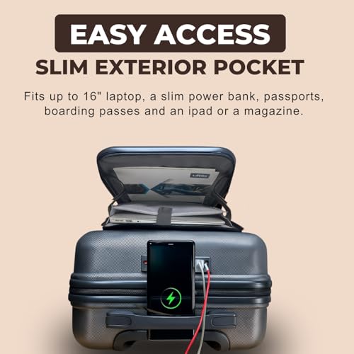 Image of Cabintrolley Bag Polycarbonate 20inch 55cms with 16inch Laptop and USB Port Compartment Small Size Suitcase for Flight Travel Suitable for Men, Women,Boys and Girls (Slate Grey)