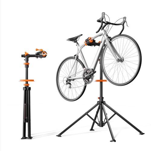 Fahrrad Montageständer Stabiler Reparaturständer aus Aluminiumlegierung, 30kg Kapazität für Elektrofahrräder Fahrräder, Höhenverstellbar bis 170cm, 360° Drehbare Halterung, mit Werkzeugablage