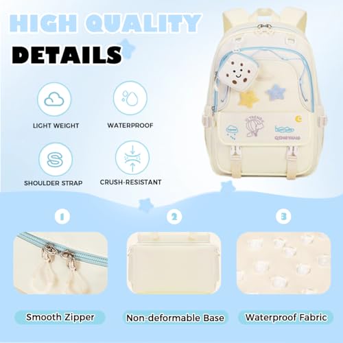 Girls Backpack Cute Star Bookbag for Elementary Middle School Kids Teens Kawaii Book Bag Preppy Y2k Aesthetic Back Pack 6-8 8-10 10-12 (Blue)4