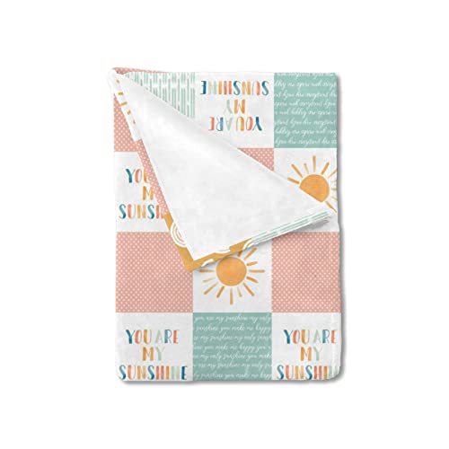 Image of HawSkgFub Boho Rainbow You Are My Sunshine Baby Blanket Girls Gift, Pink Sun Polka Dots Patchwork Flannel Fleece Nursery Bed Blankets, Soft Lightweight Newborn Toddler Infant Kids Crib Bedding 30 x 40