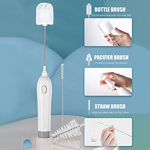 Flaschenbürste Baby, Elektrisch Flaschenreiniger Bürste, 3 in 1 Babyflasche Schnuller Stroh Pinsel Satz, BPA-frei… – Bild 3