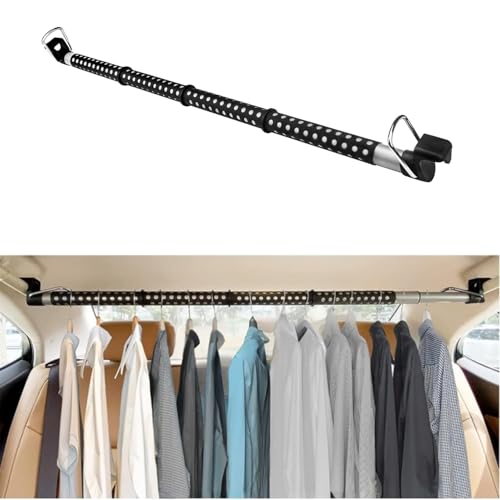 Duscdesp Teleskop Auto Kleiderbügel, Metall Kleiderstange für Aufbewahrung von Kleidung，Kleiderständer Hält bis zu 60kg Passend für Meisten Autos, Lastwagen, SUVs, und RVs (91-164cm)