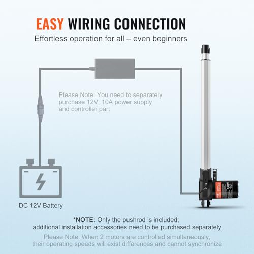 Vevor LINEAR ACTUATOR 16 INCH 1320LBS Linear Actuator 12V, 16 Inch Heavy Duty 1320Lbs/6000N Linear Actuator, 0.19"/S Linear Motion Actuator thumb #5