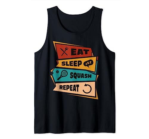 Eat Sleep Squash Repeat Funny Squash Player - Raqueta de tenis Camiseta sin Mangas