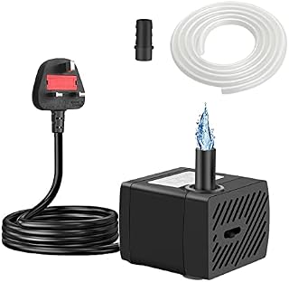 Submersible Water Pump Mini 350L/H 5W Ultra Quiet Aquarium Water Pump with 1m Hose and 1.4m Power Cable for Fountains, Pet Fountain, Fish Ponds, Fish Tank, Hydroponics