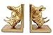 Bellaa 21800 Rino Decorative Bookend The Cool Rinocer Vintage Style Rhino Golden Statues Bookshelves Home Decor 7 inch Retro Book Ends Industrial Rustic