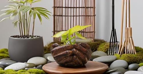 Image of Lasaki Hand Antique Hand-Shaped Flower Pot for Indoor & Outdoor Plants | Decorative Balcony, Garden & Office Succulent Pot | Unique Designer Gamla Plant Holder (19.5cm X 16cm X 10cm)