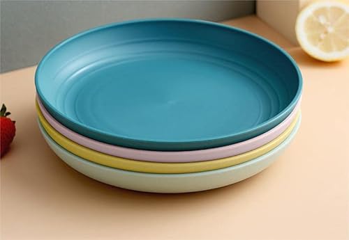 Xozilo プラスチック プレート 丸皿 お皿 20cm 電子レンジ温め対応 食器セット 北欧 おしゃれ ランチプレート ケーキ皿 デザートプレート サラダ用 家庭用に最適 4枚セット 混色 (25cm,混色)