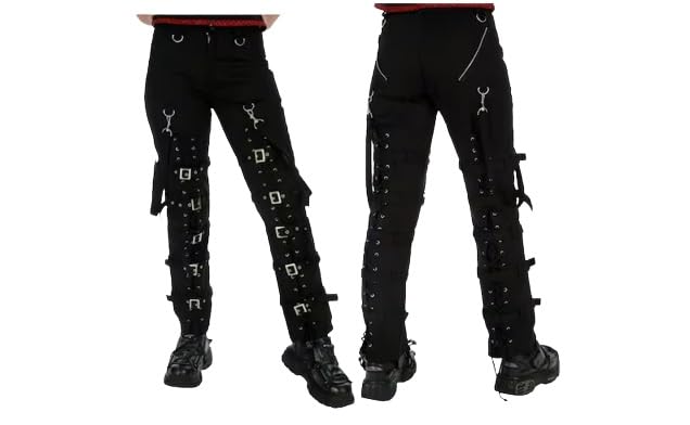 Dead handmade Threads Goth Black Buckles Zips Straps Trousers Goth Punk Cyber Pants