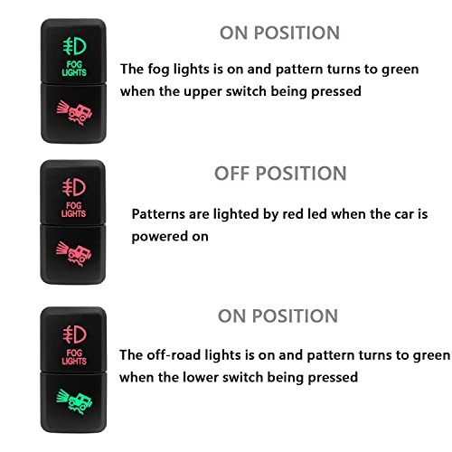 Image of Fog Lights & Off-Road Lights Dual Push Button Switch with Wiring Kit for Toyota Tacoma Prado Fortuner Hilux 39mm X 21mm