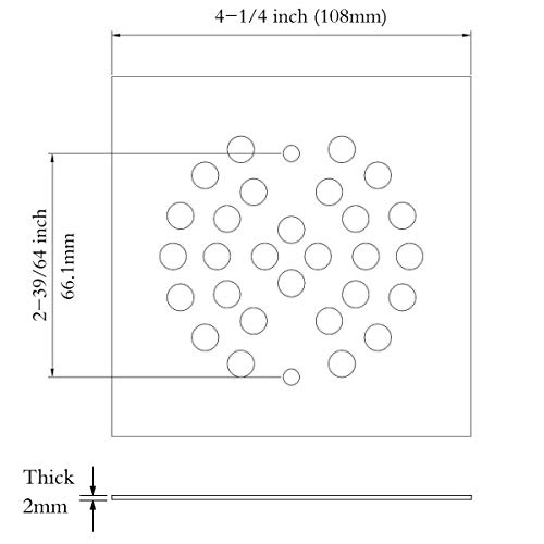 Trustmi 4-1/4 Inch Screw-In Shower Drain Cover Replacement Square Floor Drainer Grate,Brushed Gold #TOP1