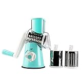 LEKOCH Manual Hand Speedy Mandoline Slicer With 3 Round Stainless Steel Blades