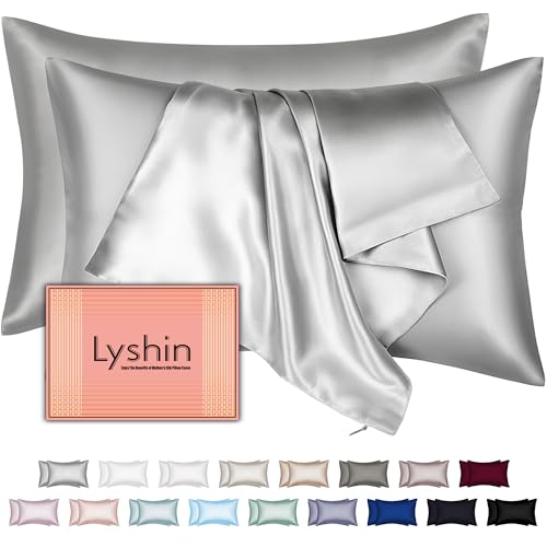 Mulberry Silk Pillow Cases 2 Pack King Size 20x36 Inches with Hidden Zipper, Ultra Smooth and Soft Breathable Cooling Silk Satin Pillowcase Set of 2, Better for Hair and Skin, Gifts for Women Men