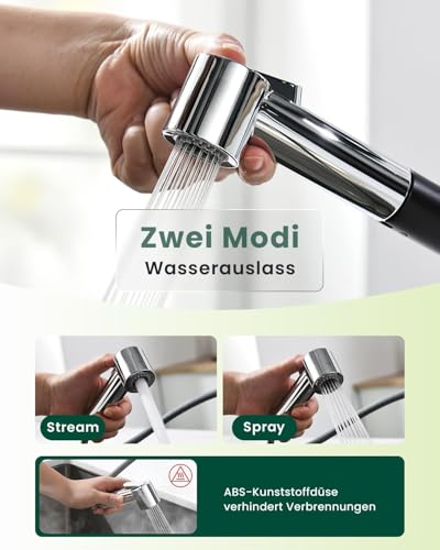 Küchenarmatur ausziehbar mit 120° Drehung und zwei Strahlarten