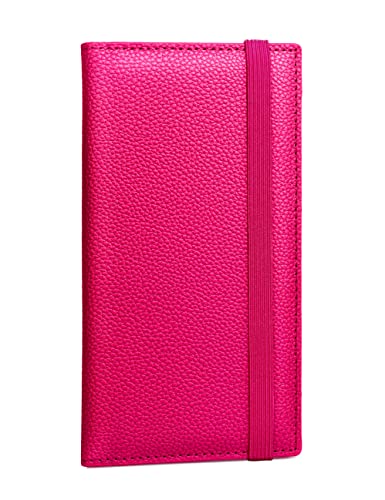 Image of Yarnic Checkbook Cover for Personal Checkbook, Checkbook Holder with Pen Holder & Built-in Clear Plastic Divider for Duplicate Checks (Hot Pink)