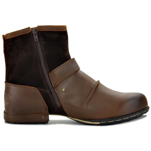 Image of Leather Casual Motorcycle Combat Hiking Dress Ankle Boots for Men with Side Zipper