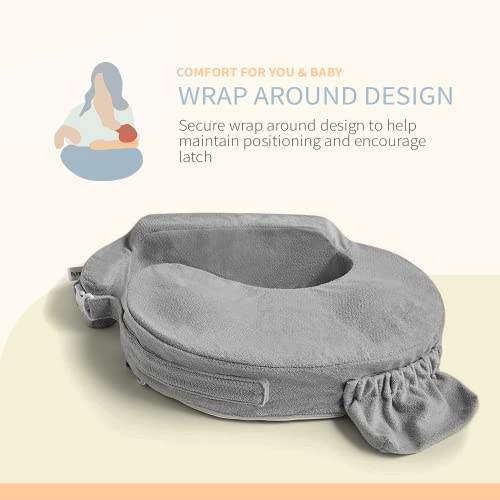 My Brest Friend Deluxe Nursing Pillow For Breastfeeding & Bottle Feeding, Enhanced Posture Support, Double Straps & Removable Extra Soft Slipcover, Evening Grey #TOP5