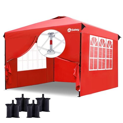 Sekey 10x10 Pop Up Canopy with 4 Sidewalls, One Push