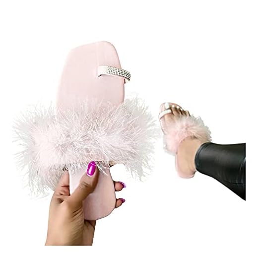 Aniywn Women's Bohemia Rhinestone Toe Ring Sandals/Slippers Summer Faux Fur Flip Flops Beach Shoes Slip On Flat Sandal Pink