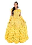 Disney Women's Belle Costume Dress - Beauty and the Beast Premium Yellow Ball Gown with Gloves for Halloween Cosplay S
