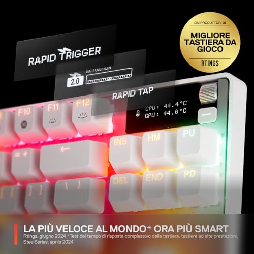 SteelSeries Apex Pro TKL Gen 3 White con Switch OmniPoint 3.0 - Attuazione regolabile - Rapid Trigger - Preset di gioco - Protection Mode - Rapid Tap/SOCD - OLED - RGB - Copritasti in PBT -UK QWERTY - Immagine 1