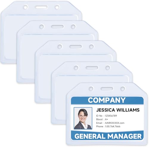 2 Porta Badge Retrattili Teskyer - Plastica Spessa Trasparente, Orizzontale 9x5.4 Cm - Foto 12