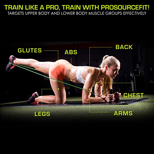 Image of ProsourceFit Single Stackable Resistance Bands with Door Anchor and Exercise Guide, 8-12 LB, Heavy Duty Fitness Tube for Full-Body Exercises and Home Workouts