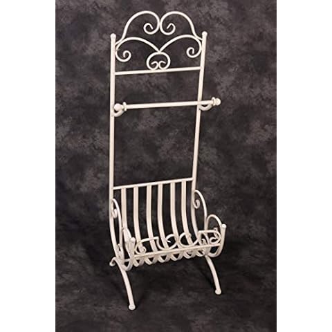 Wrought Iron Vintage Towel Stand with Basket Cover