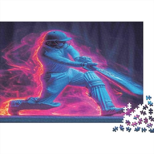 Puzzle de críquet neón de 1000 piezas en papel premium para un montaje preciso y relajante