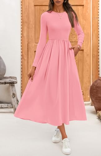BTFBM Casual Long Sleeve Dresses Spring Dresses 2025 Wedding Guest Dress Midi Dress Flowy Bohemian Long Dress