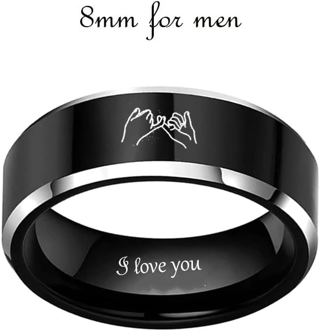 Personalized Matching Promise Rings for Couples Set with 2 Rings Engagement Rings Set Rings for Him and Her Engraved Promise Rings for Couples Christmas Gift