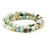 Stunning 6mm Round Amazonite Bead Stretchy Wrap Bracelet / Necklace