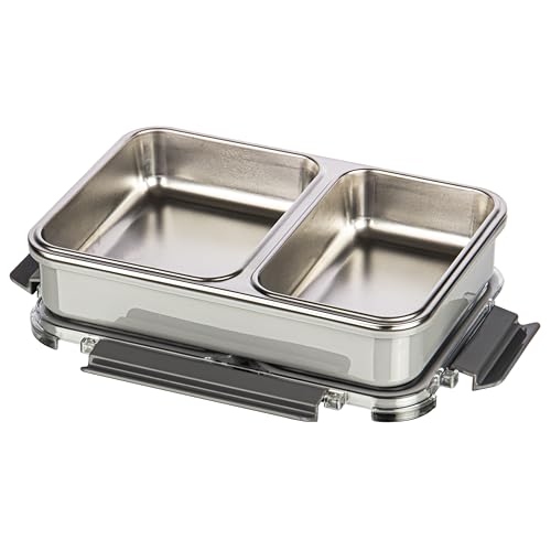Image of Polyset Munch Mate 1000 2 PARTITION - Grey Compartment Stainless Steel Lunch Box, Leakage Proof Lunch Box for School Kids and Adults Pack of 1 1000ml