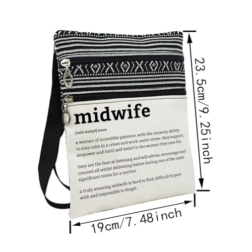 Midwife Definition Messenger Bag Small Ethnic Pattern Printed Adjustable Strap Crossbody Zipper Bag Phone Bag Wallet Shoulder Handbag Appreciation Present for Midwife Women2