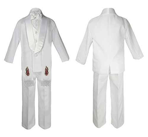 Image of Baby Boy Communion Shawl Lapel Jacket Suit Gold Guadalupe on Stole SM-20