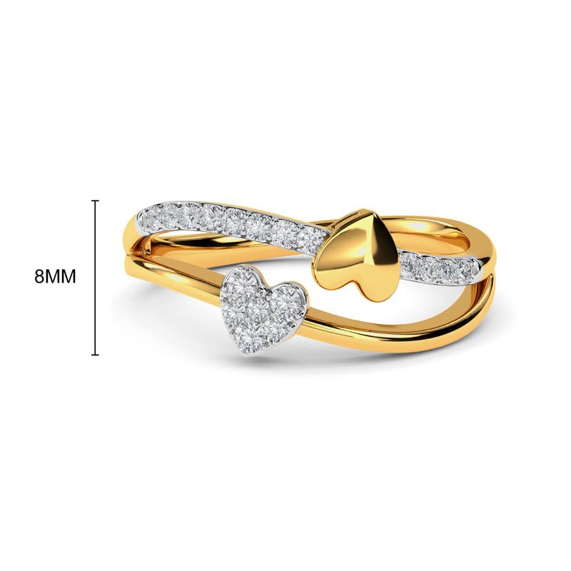 Image of KISNA 14k / 18k Real Gold & Diamond Ring | Diwali, Rakhi Rakshabandhan Gift for Sister /Bhabhi /Women | With Certificate of Authenticity & BIS-Hallmarked Gold Jewellery | Abha Diamond Ring