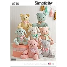 Simplicity 8716 Animals Stuffed Bear, Cat, and Dog Sewing Patterns by Elaine Heigl Designs, One Size Only