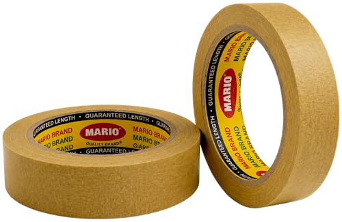 Image of Mario Brown Masking Tape - 20 Meter Length, 24mm Width - Surface Protection Tape for Paint, Decoration & Automotive Use - Pack of 2 Rolls