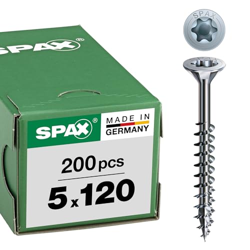 SPAX Universalschraube, 5 x 120 mm, 200 Stück, Teilgewinde, Senkkopf, T-STAR plus T20, 4CUT, WIROX - 0191010501205