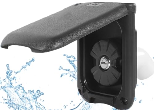 Image of RV Water Fill Inlet with Cover Gravity Water Fill Inlet, Square Magnetic Attraction and Lock Keys Double Protection City Fresh Water Connection for RV Camper Motorhome Boats (Black)
