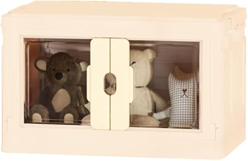 Scatola di Immagazzinaggio Pieghevole, Cestino in Plastica su Ruote, Cubo Impilabile con Ante, Organizer per la Casa con Ante e Coperchio per Camera da Letto, Bagno, Cucina, Ufficio, Soggiorno