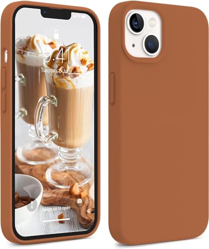 Image of NAFS Silicone Case Compatible with iPhone 14 | Camera Protect Microfiber Lining Cover | Case Cover for iPhone 14 (Brown)