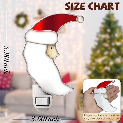 Image of Staiend Glass Christmas Santa Moon Plug in Night Lights for Home