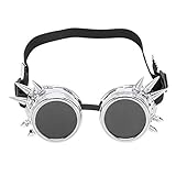 Gafas Steampunk, ABS Industrial Vintage Spiked Gafas únicas Gafas de Ciclismo Gafas de Ciclismo Gafas Deportivas Gafas de Sol de Doble Capa a Prueba de Viento Gafas de Sol para Correr para(Plata)